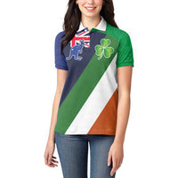 Custom Ireland and Australia Women Polo Shirt Shamrocks and Aboriginal Art