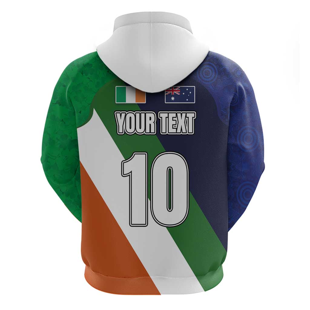 Custom Ireland and Australia Zip Hoodie Shamrocks and Aboriginal Art