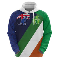 Custom Ireland and Australia Zip Hoodie Shamrocks and Aboriginal Art
