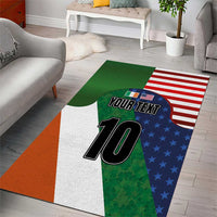 Custom Ireland and United States Area Rug Shamrocks and American Flag Style