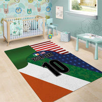 Custom Ireland and United States Area Rug Shamrocks and American Flag Style