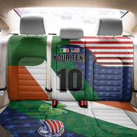 Custom Ireland and United States Back Car Seat Cover Shamrocks and American Flag Style