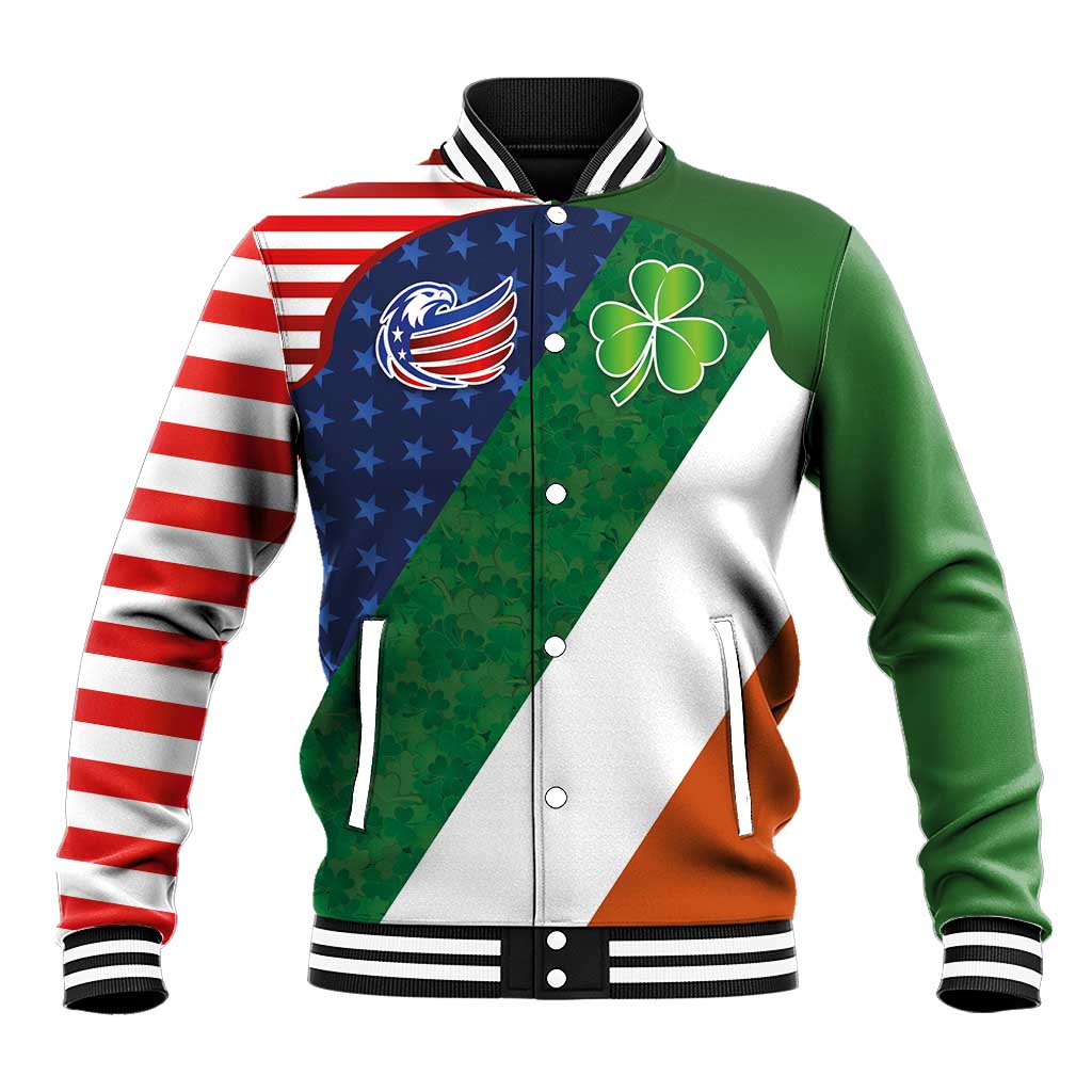 Custom Ireland and United States Baseball Jacket Shamrocks and American Flag Style