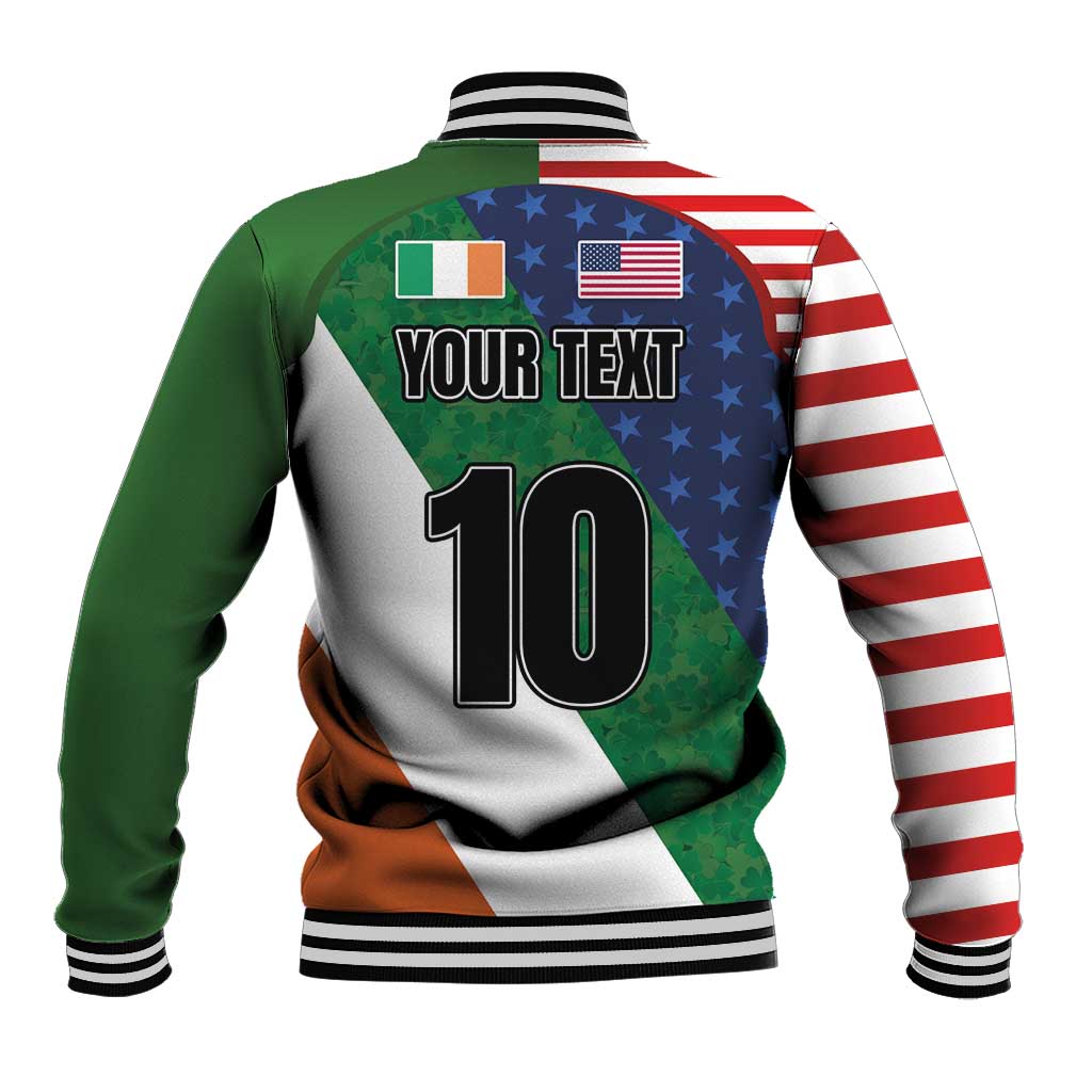 Custom Ireland and United States Baseball Jacket Shamrocks and American Flag Style
