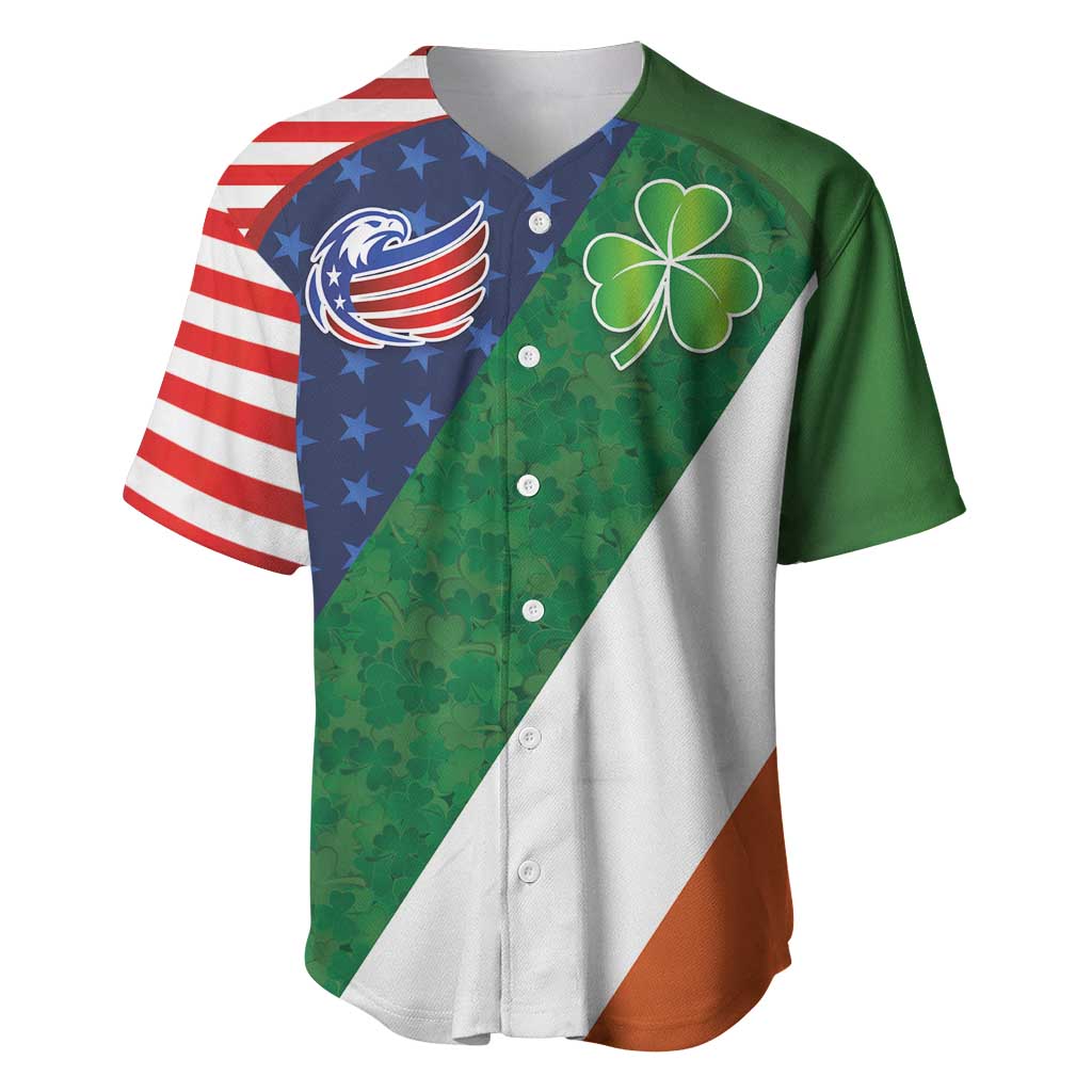 Custom Ireland and United States Baseball Jersey Shamrocks and American Flag Style