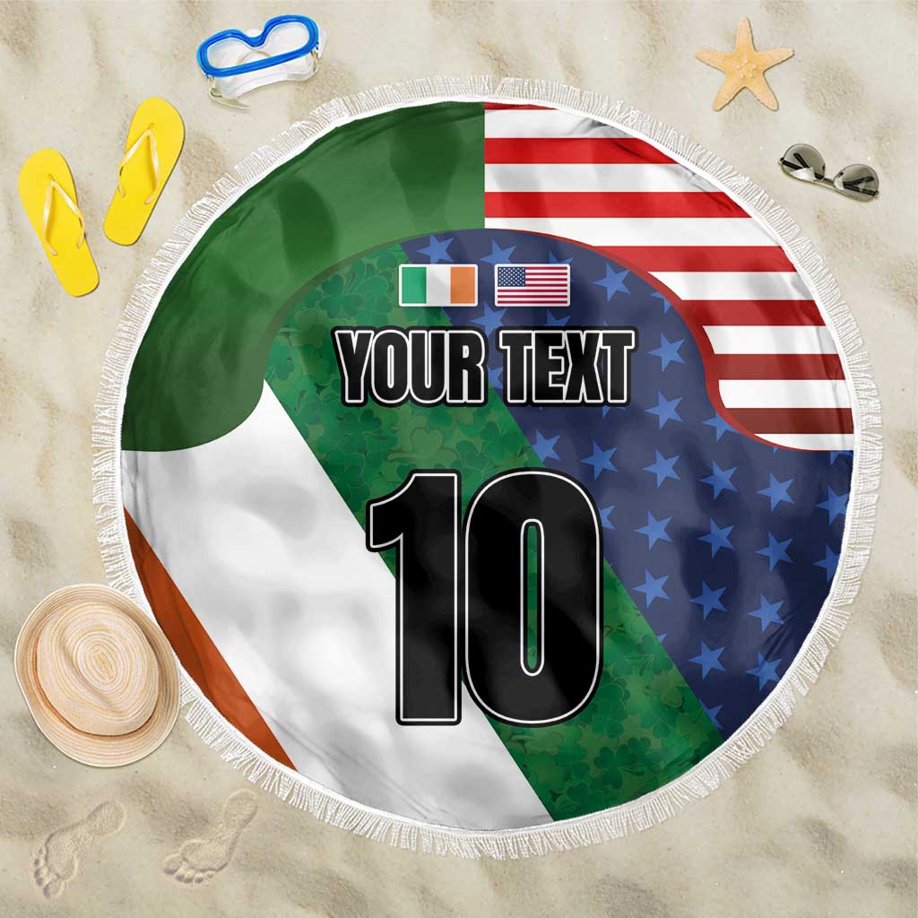 Custom Ireland and United States Beach Blanket Shamrocks and American Flag Style