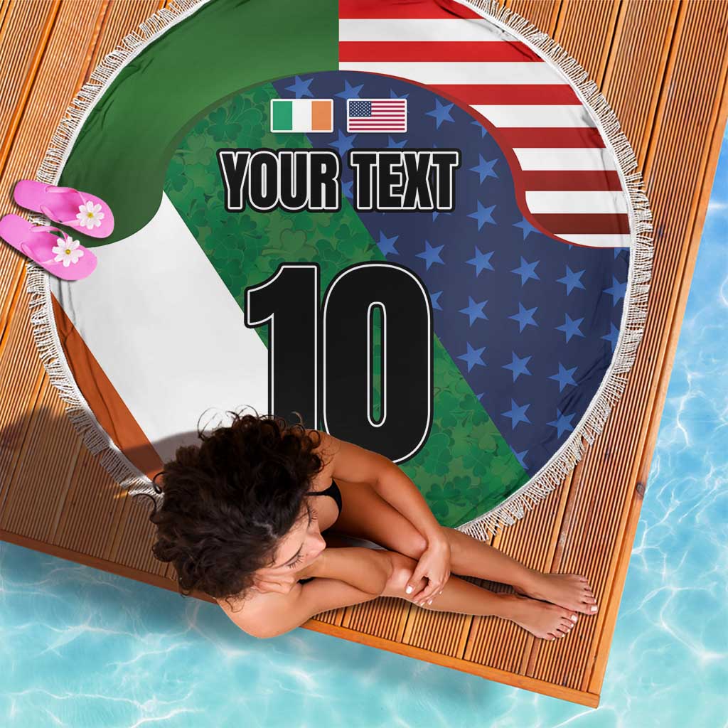 Custom Ireland and United States Beach Blanket Shamrocks and American Flag Style