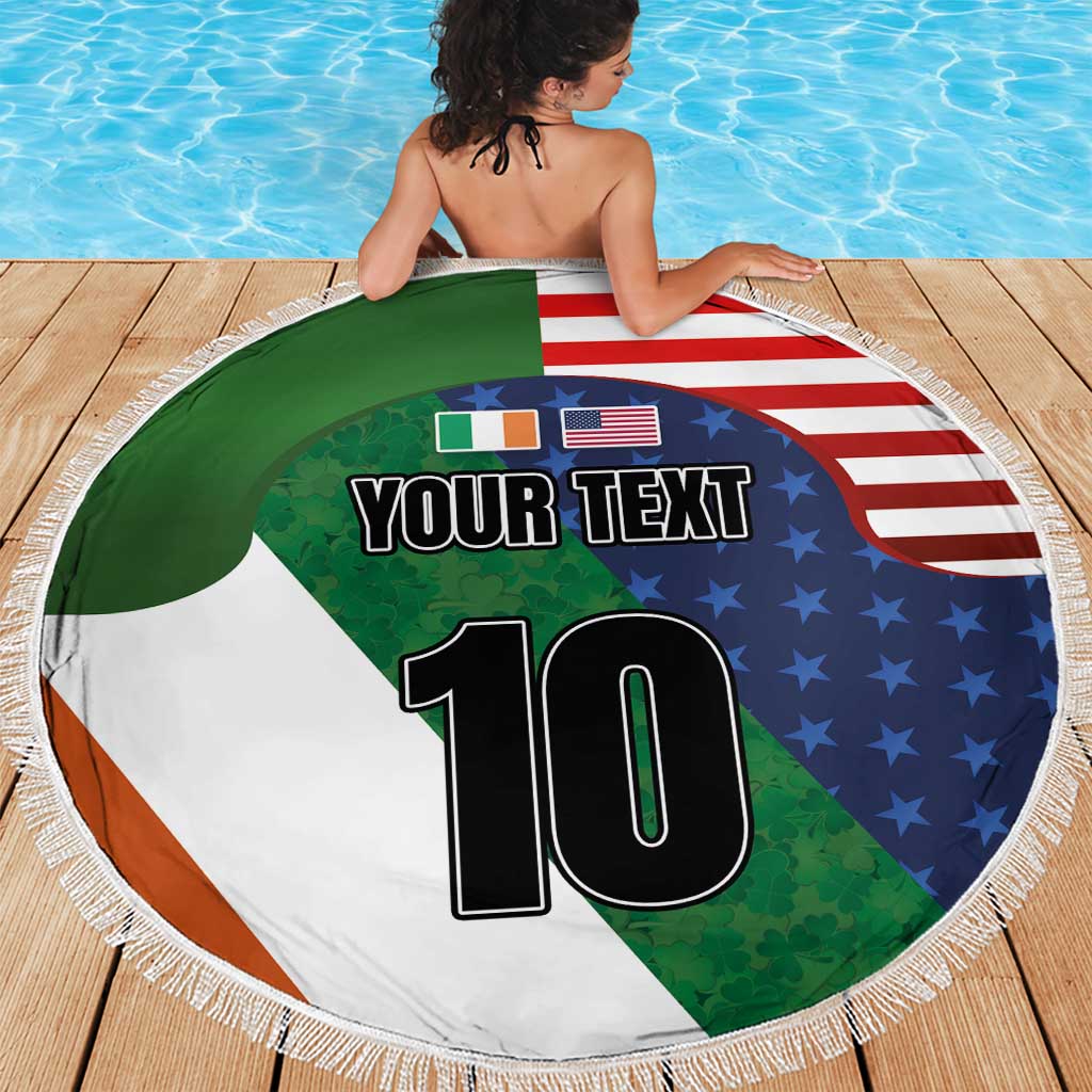 Custom Ireland and United States Beach Blanket Shamrocks and American Flag Style