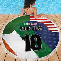 Custom Ireland and United States Beach Blanket Shamrocks and American Flag Style