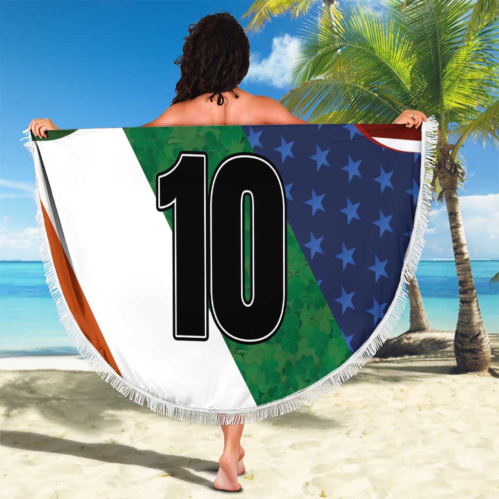 Custom Ireland and United States Beach Blanket Shamrocks and American Flag Style