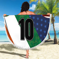 Custom Ireland and United States Beach Blanket Shamrocks and American Flag Style