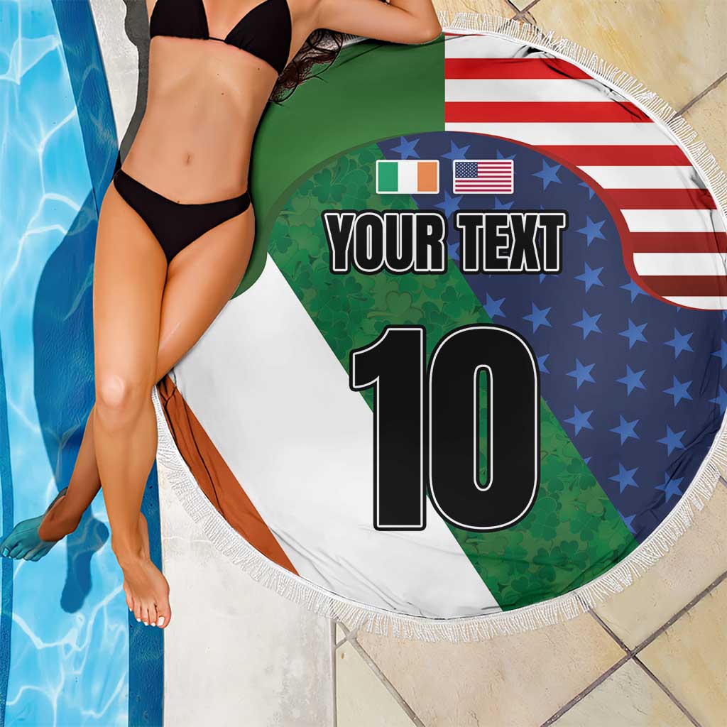 Custom Ireland and United States Beach Blanket Shamrocks and American Flag Style