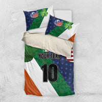 Custom Ireland and United States Bedding Set Shamrocks and American Flag Style