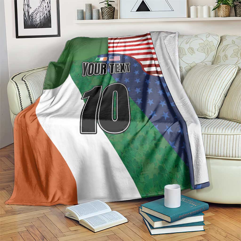 Custom Ireland and United States Blanket Shamrocks and American Flag Style