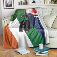 Custom Ireland and United States Blanket Shamrocks and American Flag Style