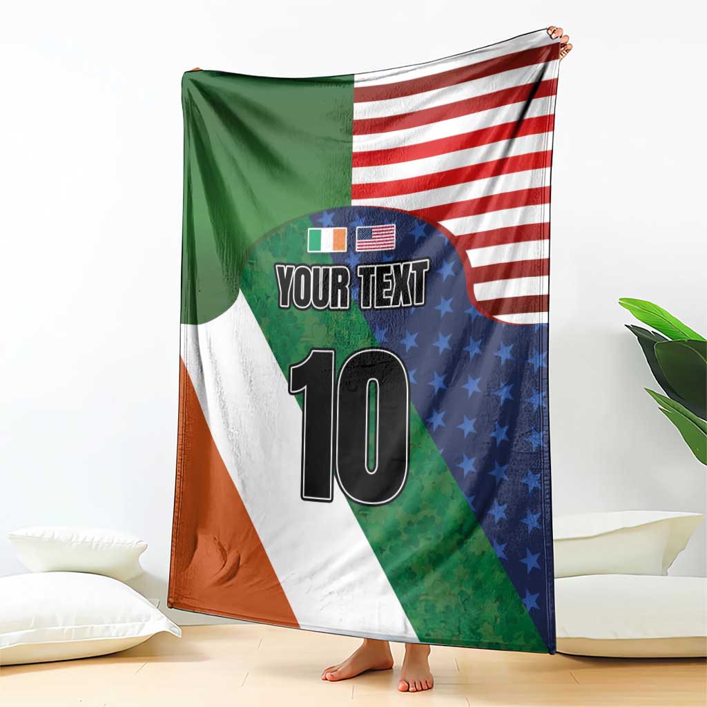 Custom Ireland and United States Blanket Shamrocks and American Flag Style