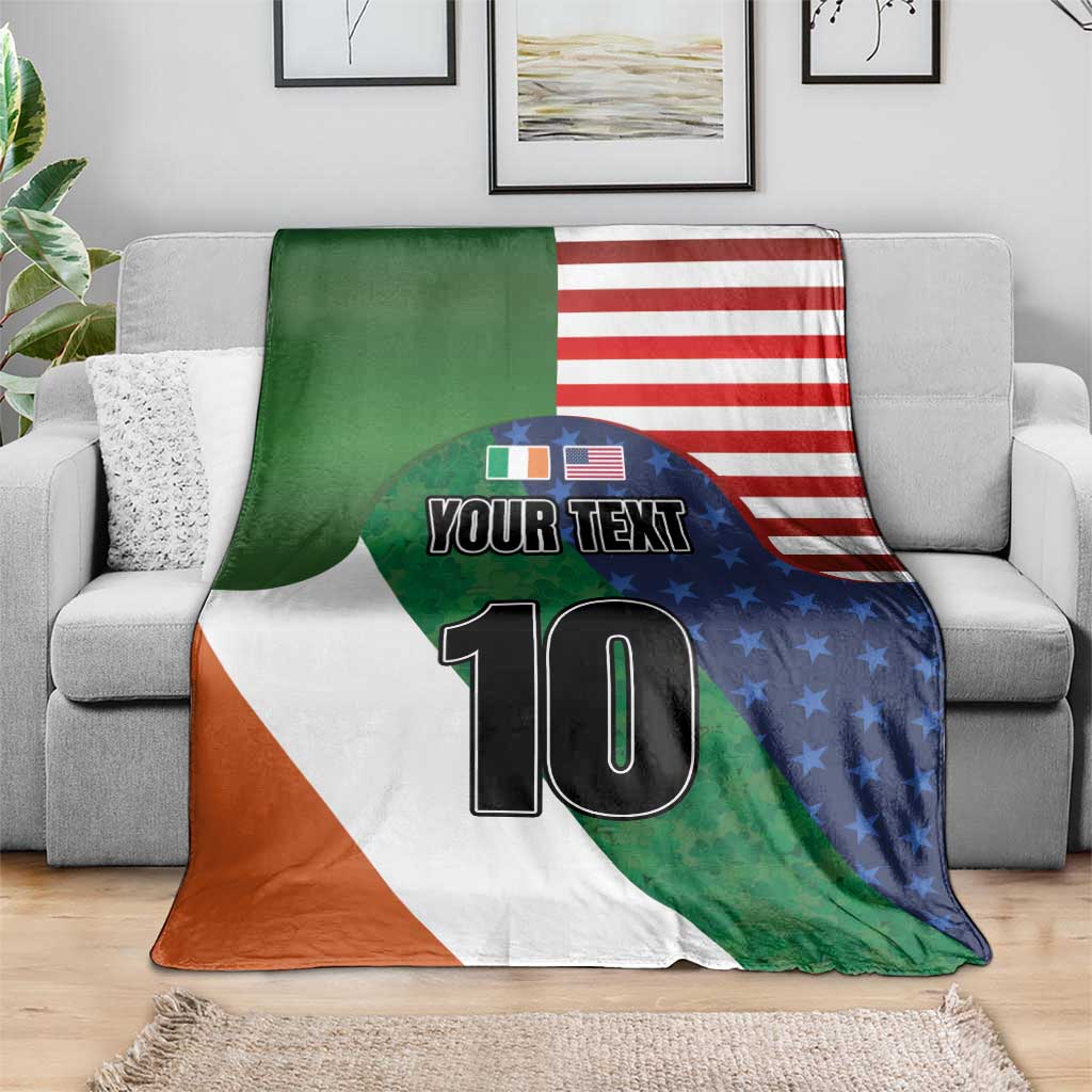Custom Ireland and United States Blanket Shamrocks and American Flag Style