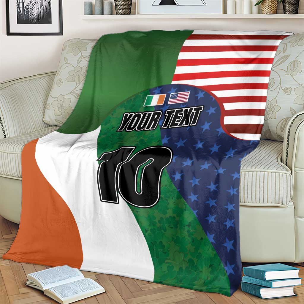 Custom Ireland and United States Blanket Shamrocks and American Flag Style