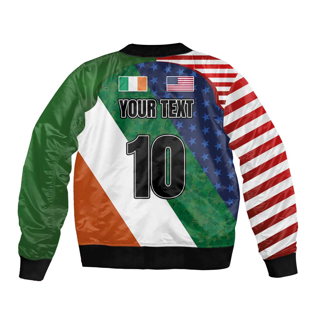 Custom Ireland and United States Bomber Jacket Shamrocks and American Flag Style
