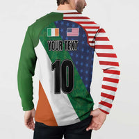 Custom Ireland and United States Button Sweatshirt Shamrocks and American Flag Style