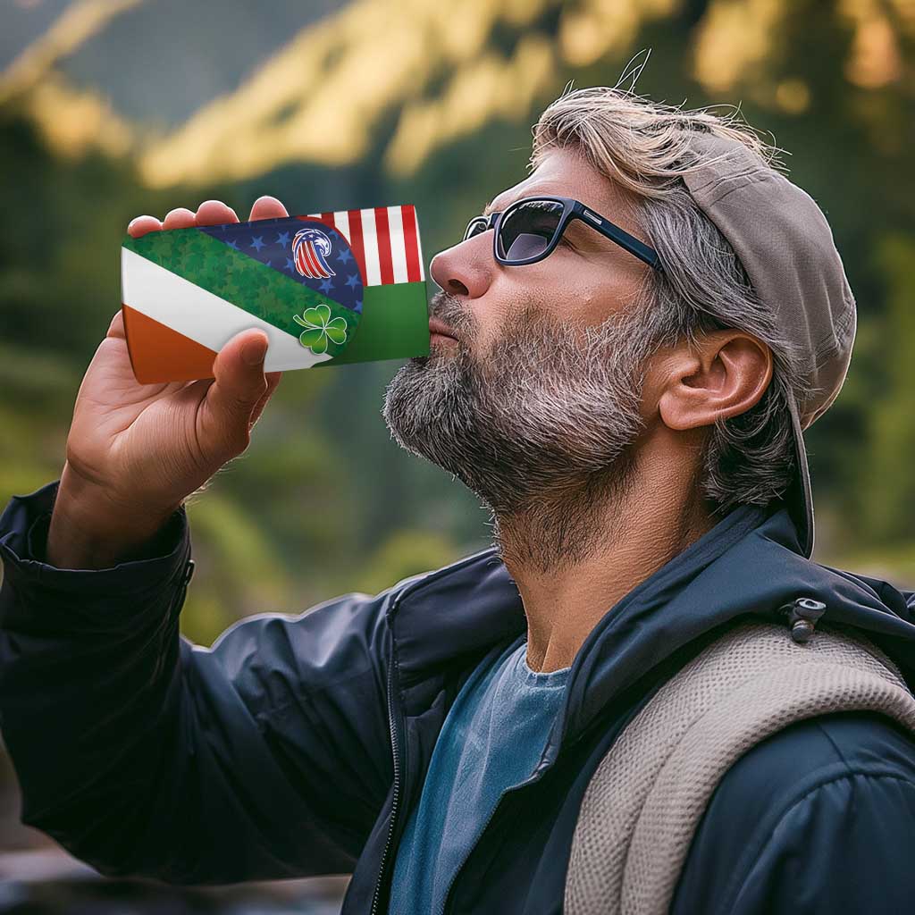 Custom Ireland and United States 4 in 1 Can Cooler Tumbler Shamrocks and American Flag Style
