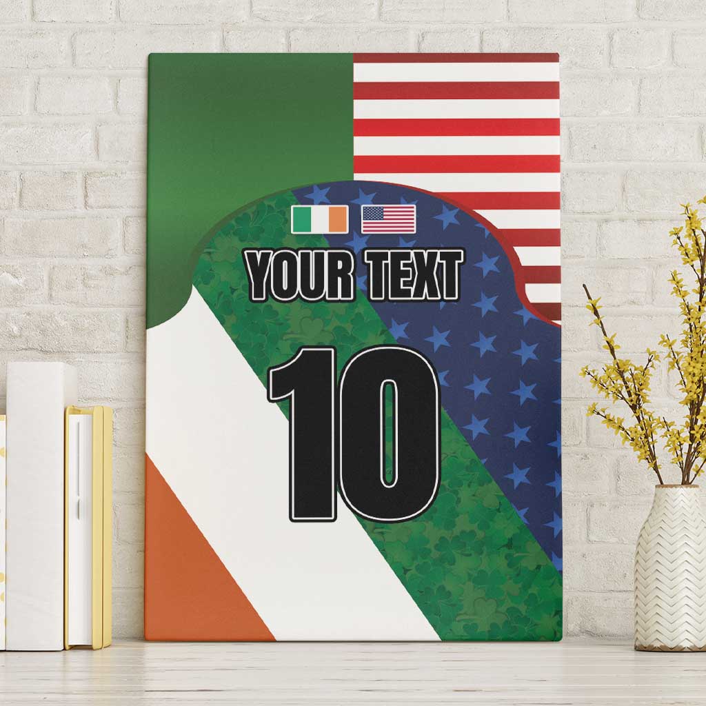 Custom Ireland and United States Canvas Wall Art Shamrocks and American Flag Style