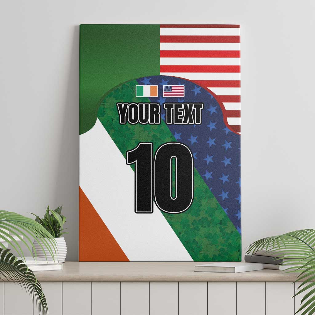 Custom Ireland and United States Canvas Wall Art Shamrocks and American Flag Style