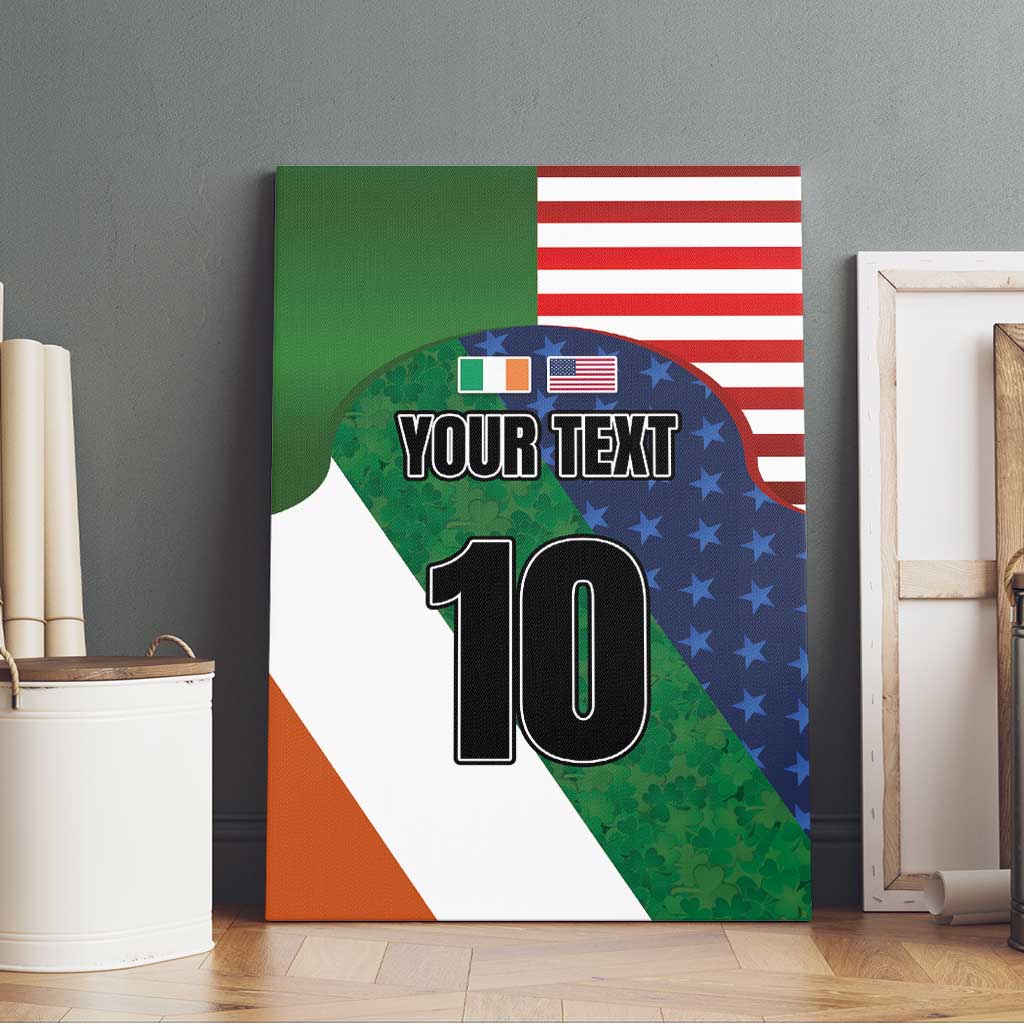 Custom Ireland and United States Canvas Wall Art Shamrocks and American Flag Style