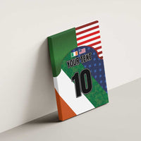 Custom Ireland and United States Canvas Wall Art Shamrocks and American Flag Style