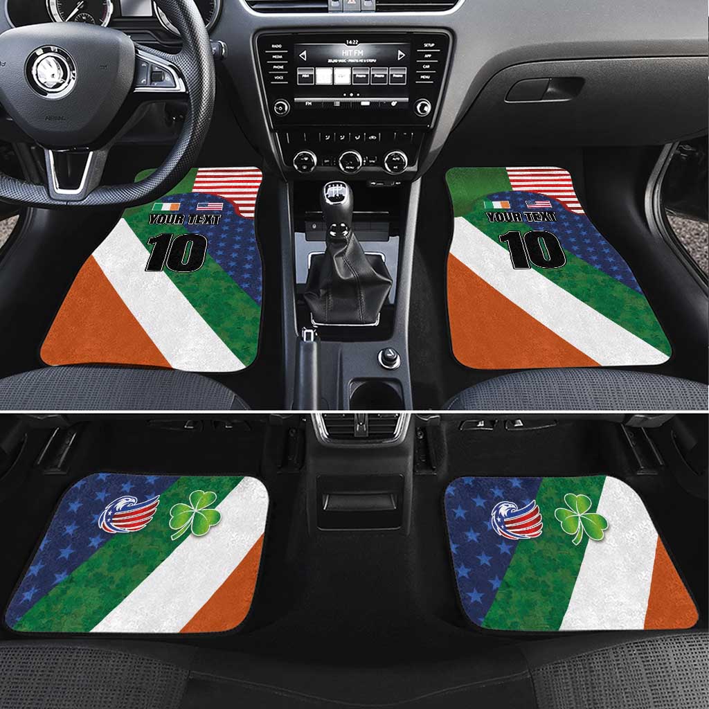 Custom Ireland and United States Car Mats Shamrocks and American Flag Style
