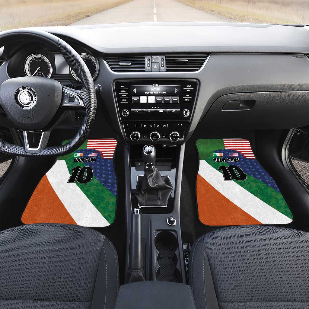 Custom Ireland and United States Car Mats Shamrocks and American Flag Style