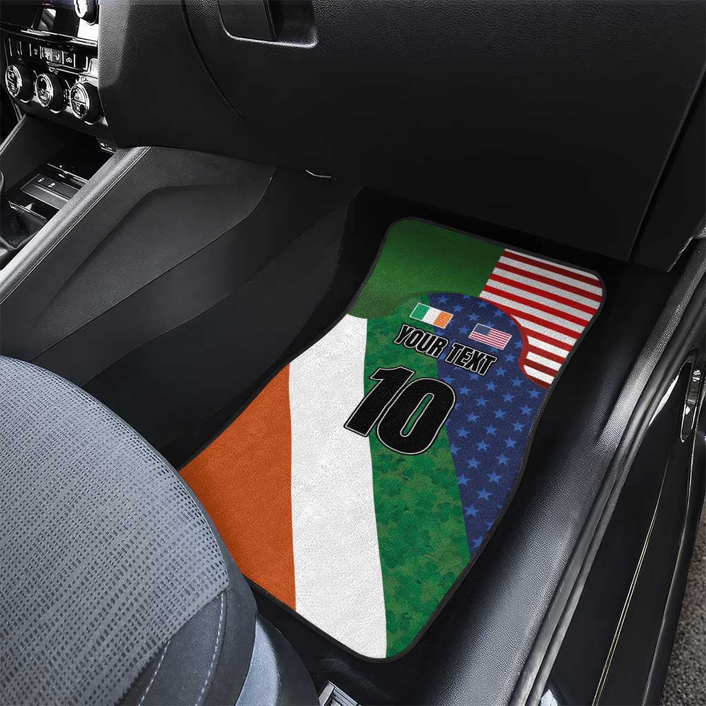 Custom Ireland and United States Car Mats Shamrocks and American Flag Style