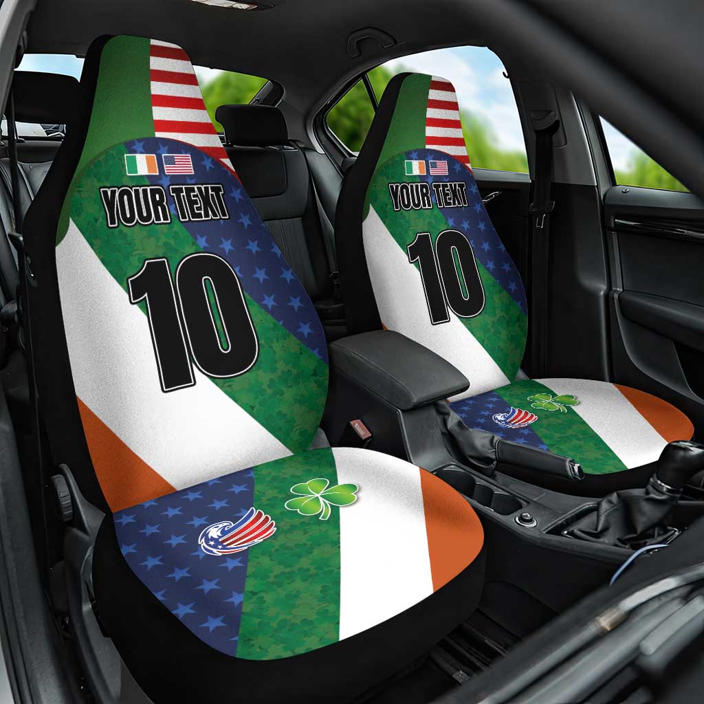 Custom Ireland and United States Car Seat Cover Shamrocks and American Flag Style