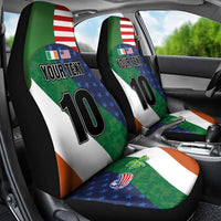 Custom Ireland and United States Car Seat Cover Shamrocks and American Flag Style