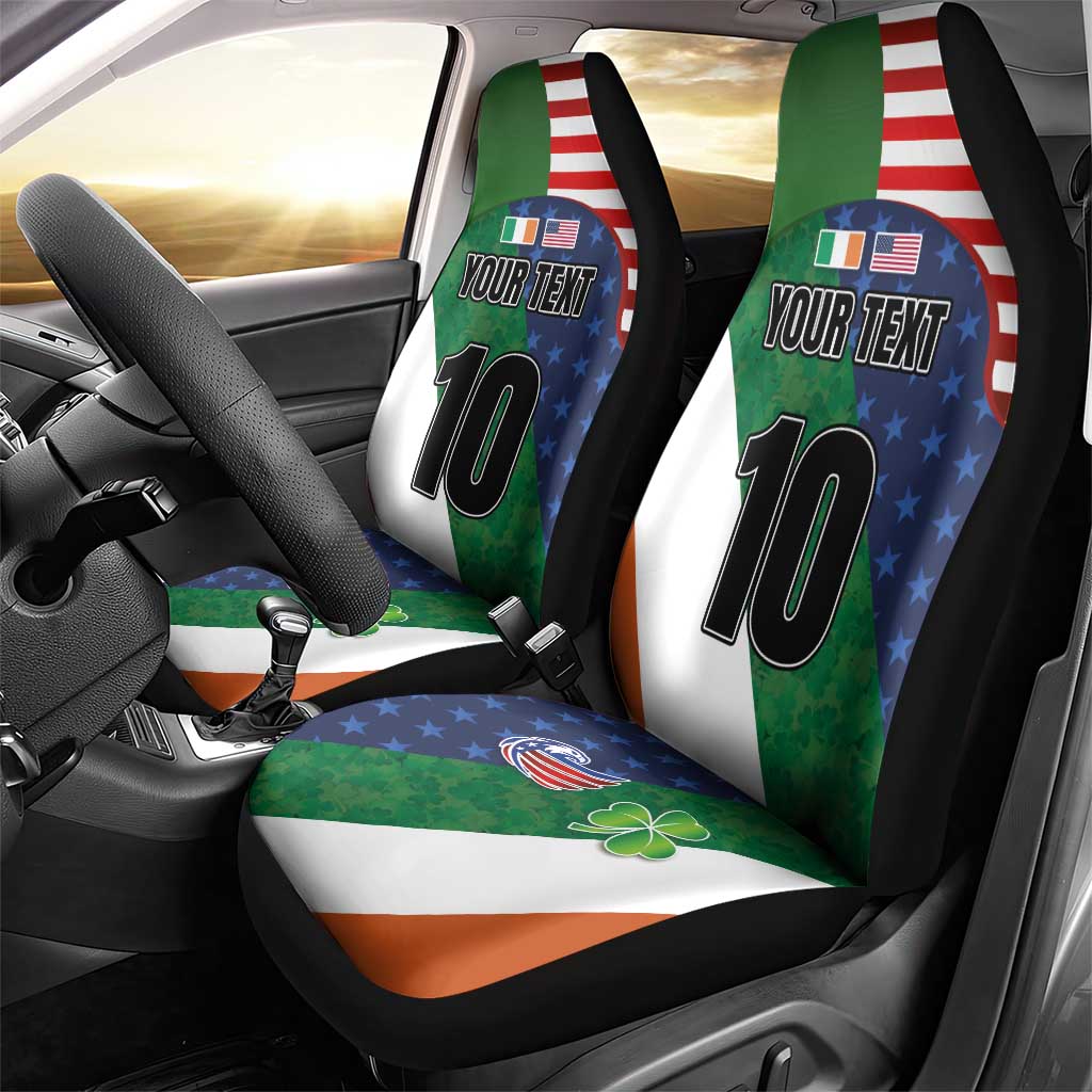 Custom Ireland and United States Car Seat Cover Shamrocks and American Flag Style