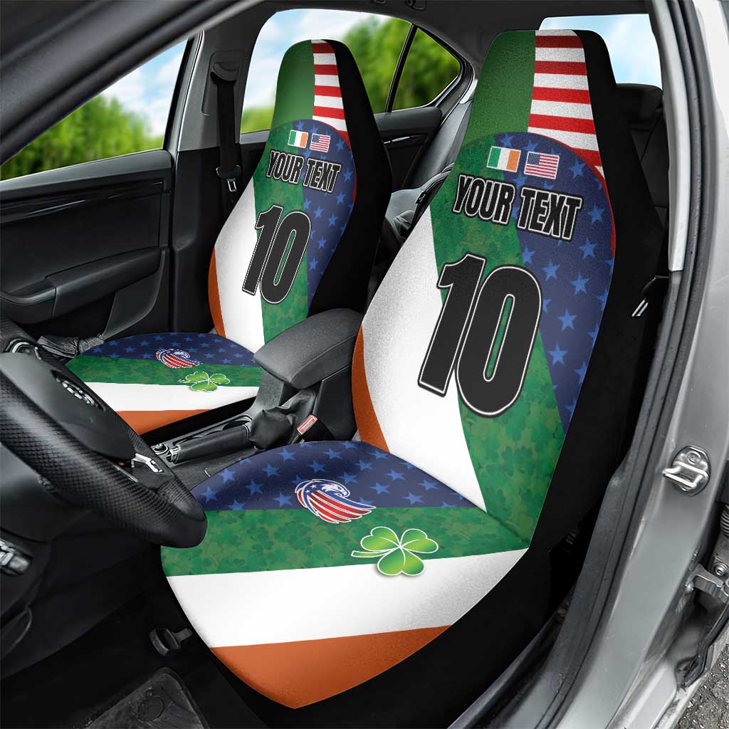 Custom Ireland and United States Car Seat Cover Shamrocks and American Flag Style