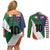 Custom Ireland and United States Couples Matching Off Shoulder Short Dress and Long Sleeve Button Shirt Shamrocks and American Flag Style