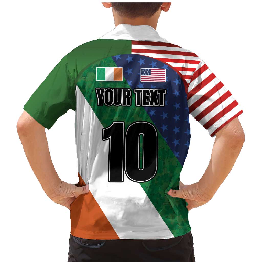 Custom Ireland and United States Family Matching Mermaid Dress and Hawaiian Shirt Shamrocks and American Flag Style
