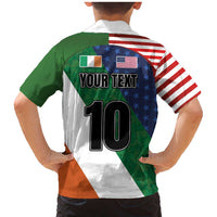 Custom Ireland and United States Family Matching Mermaid Dress and Hawaiian Shirt Shamrocks and American Flag Style
