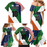 Custom Ireland and United States Family Matching Mermaid Dress and Hawaiian Shirt Shamrocks and American Flag Style