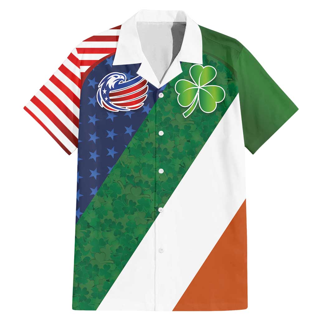 Custom Ireland and United States Family Matching Mermaid Dress and Hawaiian Shirt Shamrocks and American Flag Style