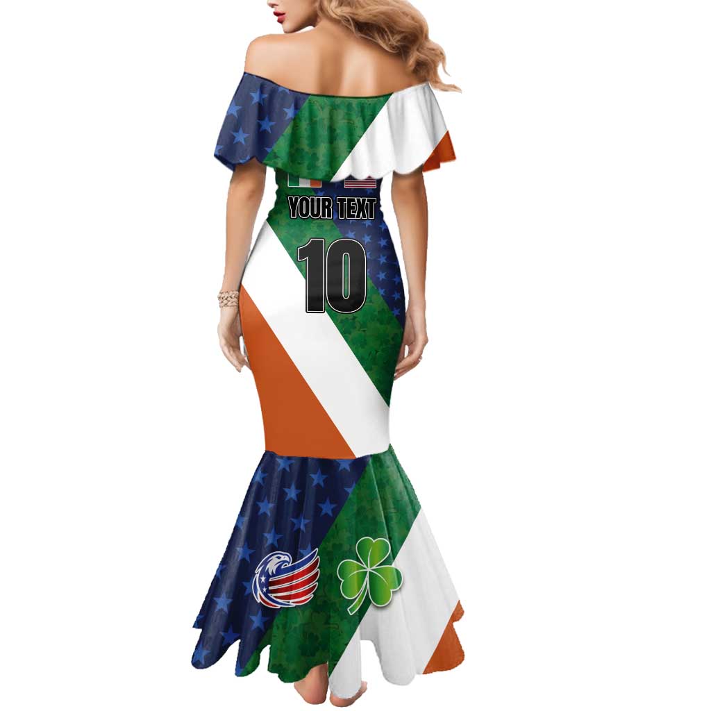 Custom Ireland and United States Family Matching Mermaid Dress and Hawaiian Shirt Shamrocks and American Flag Style