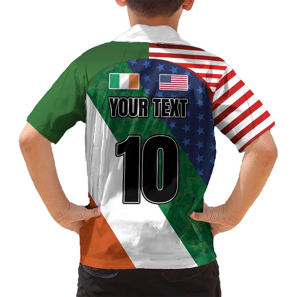 Custom Ireland and United States Family Matching Tank Maxi Dress and Hawaiian Shirt Shamrocks and American Flag Style