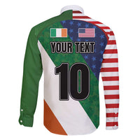 Custom Ireland and United States Family Matching Tank Maxi Dress and Hawaiian Shirt Shamrocks and American Flag Style