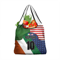Custom Ireland and United States Grocery Bag Shamrocks and American Flag Style