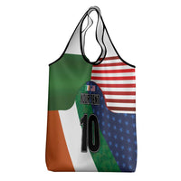 Custom Ireland and United States Grocery Bag Shamrocks and American Flag Style