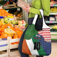 Custom Ireland and United States Grocery Bag Shamrocks and American Flag Style