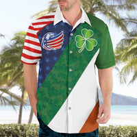 Custom Ireland and United States Hawaiian Shirt Shamrocks and American Flag Style