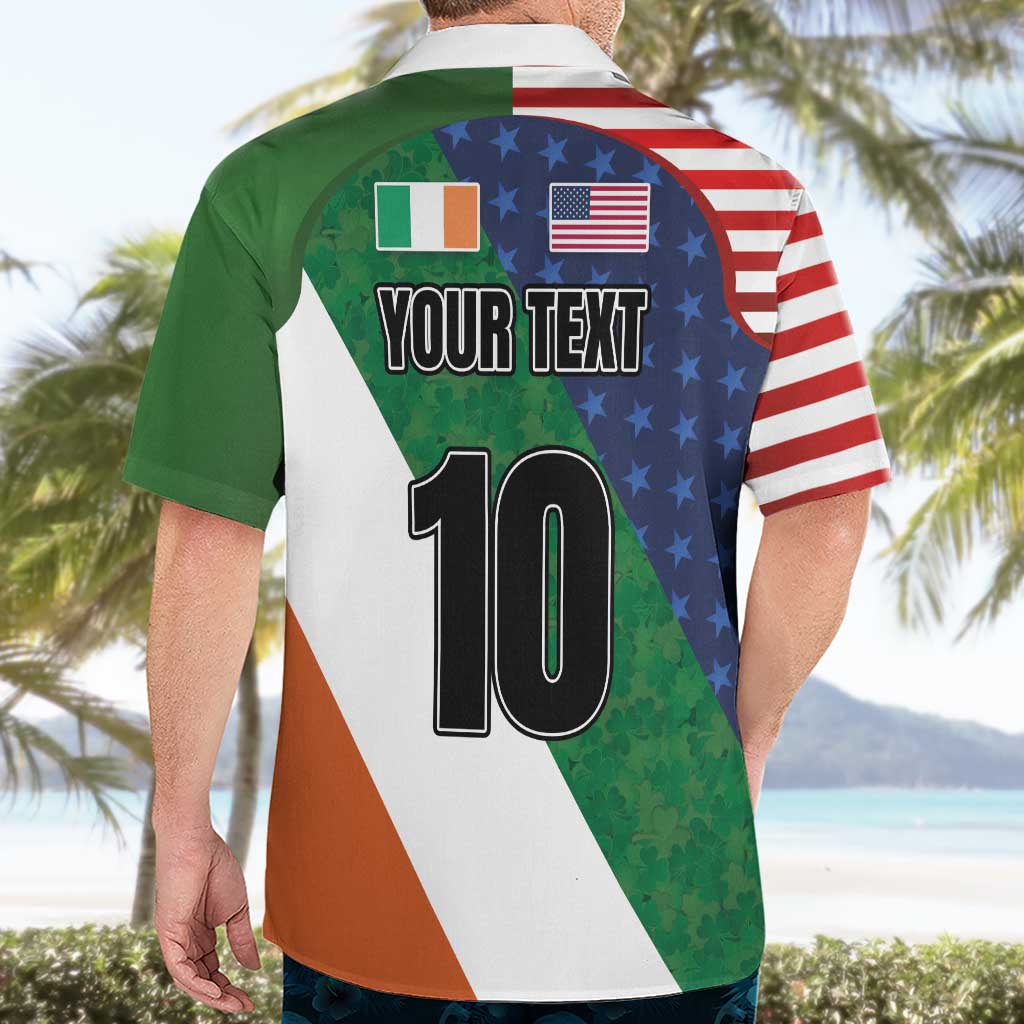 Custom Ireland and United States Hawaiian Shirt Shamrocks and American Flag Style