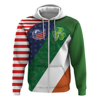 Custom Ireland and United States Hoodie Shamrocks and American Flag Style